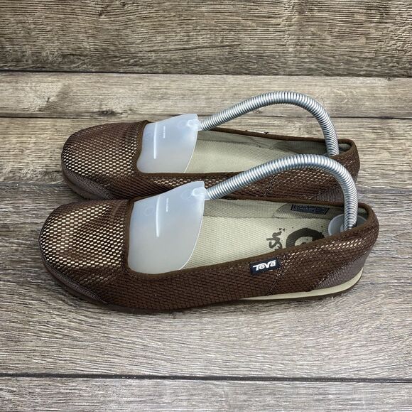 Teva Mush Brown Fabric Ballet Flats Slip On Loafers Shoes Women's Size 10 - Picture 5 of 11